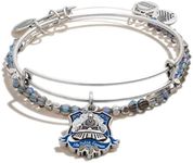 Alex and Ani The Polar Express Expandable Bangle for Women, Train Charm and Beads, Rafaelian Silver Finish, 2 to 3.5 in, Set of 2, One Size, Metal, not known