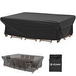 Velway Patio Furniture Cover Outdoor, Waterproof Rectangular Patio Table Chair Set Cover, 98 Lx78 Wx32 H, All Weather Oxford Tear Resistant Sectional Sofa Set Covers with Windproof Design, Black