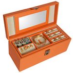 Stones Bridge Exclusive PU Leather Locker Jewellery Box Jewellery Storage Box Vanity Box for Women (Orange)