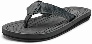 NORTIV 8 Men's Flip Flops Thong Sandals Comfortable Light Weight Beach Shoes,Size 11,Dark/Grey,REVIVA-2