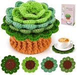 LUNARM Crochet Kit, Green Plant Coaster Crochet Start Kit with Step-by-Step Video Tutorials, Easy-to-Learn Complete Crochet Kit with Crochet Hook, DIY Crochet Supplies are Beginner-Friendly