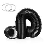 4Inch 10FT Long Flexible Aluminum Air Ducting, Heavy-Duty Black 4 Layer Dryer Vent Hose, Dryer Duct for HVAC Ventilation,Duct Fan Systems, 2 Stainless Steel Clamps Include