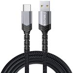 Sounce Usb To Type C 3A (66W) Fast Charging Braided Cable For Mobile, Laptop, Tablets & Other Type-C Devices Supports Pd Tech & Qc 3.0 Charge 480Mbps Data Transfer Speed 5 Feet (1.5M), Black