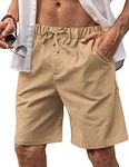 COOFANDY Men's Linen Flat Front Short Lightweight Drawstring Button Summer Short