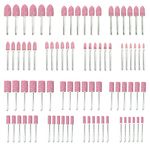 84PCS Abrasive Mounted Stone Grinding Wheel, 1/8” (3mm) Shank Head Mounted Grinding Point Stone Heads Tool Grinding Wheels Bit Set, 2 Shaped and 7 Sizes 3mm,4mm,5mm,6mm,8mm,10mm,12mm