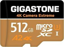 [5-Yrs Free Data Recovery] GIGASTONE 512GB Micro SD Card, Camera Extreme MAX, Up to 160/130 MB/s, MicroSDXC Memory Card for DJI, Gopro, Insta360, Dashcam, 4K Video, UHS-I A2 V30 U3 with Adapter