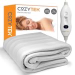 Cozytek Electric Blanket King Size 165 x 137cm, Soft Polyester Electric Blanket Fitted Underblanket Mattress Cover, 3x Heat Settings, 1x Controller and Machine Washable Heated Blanket