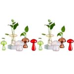 Glasseam Mushroom Planter Propagation Vase, Set of 10 Glass Terrariums for Plants, Cute Hydroponic Small Planter, Colored Propagate Station, Decorative Bud Vases for Flowers, Unique Gifts for Women