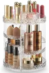 360 Rotating Makeup Organizer Diamond Design - Adjustable Shelf Height and Fully Rotatable - The Perfect Round Spinning Cosmetic Organizer for Bedroom Dresser or Vanity Countertop Storage (Clear)