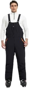 fit space Men's Insulated Ski Bib Overalls Waterproof 15,000mm Winter Snow Snowboarding Pants (Black,X-Large)