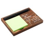 Sticky Note Holder Wooden Notepad & Pen Holder 6.5" x 4.7" Sticky Note Pad Holder Dispenser for Desk Work Motivational Gifts, NPA193