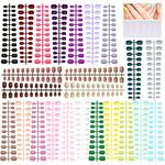 576 Pieces Kids Short Glossy Press on Nails, TOROKOM Children False Nails 24 Colors Glossy Acrylic Nails Art Tip for Kids Short Square Full Cover Fake Nails for Women Girls Kids