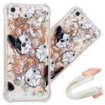 Apple iPhone 5S Case, 3D Cute Painted Glitter Liquid Sparkle Floating Luxury Bling Quicksand Shockproof Protective Bumper Silicone Case Cover for Apple iPhone SE / 5 5S. Liquid - Gold Dog