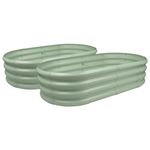 Harbour Housewares Raised Garden Bed - Green - 120 x 60cm - Rounded - Pack of 2 - Bottomless Galvanised Steel Planter Box for Growing Outdoor Plants, Vegetables, Flowers and Herbs