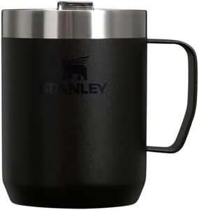 Stanley Stay-Hot Camp Mug 12 oz | Press Fit Drink Through Lid | Cup for Coffee, Tea and Drinks | Insulated Stainless Steel Coffee Mug | BPA-Free | Black 2.0