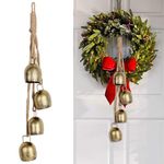 4Pcs Gold Bells for Christmas Decorations, Handmade Cow Bells Christmas Decor, Rustic Christmas Bells Brass Bells Vintage Bells, Lucky Agogo Bells for Christmas Tree, Small Jingle Bells Home Decor