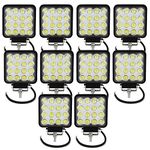 Willpower 4 inch 48W LED Work Light Spot Beam 30 Degree Off Roads Off-Road Lamp Light Waterproof 4000 Lumen for ATV UTV Jp Wrangler Trailer Fishing Boat Tractor Truck Wagon Van Camper Camber,10 Piece