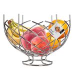 Premier Housewares 509291 Metal Fruit Basket Small Hook Fruits Basket Chrome Finish Fruit Basket Wire Fruit Bowl Wire Basket Table, Silver, 38 X 30 X 28 cm