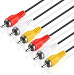 TNP 3 RCA AV Cable - 10 ft Audio Video RCA Cable - 3 RCA Cord Male to Male Connector - Dual Shielded Composite Video Cable Jack Plug for TV, VCR, DVD, Satellite, and Home Theater Receivers