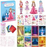 Magnetic Dress Up Dolls Girls Toys, Princess Mermaid Fairy Ballerina Unicorn Foil Art Craft Fun Kits with 4 Dress Up Dolls, 107 Magnets with Glow Edges, Travel Toys Games Gift for Kids 3 4 5 6 7 8 9