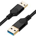 ROFICORD USB 3.0 Male to Male Cable, USB A to USB A 1,5m High Speed Data Cord Compatible with Hard Disk Drive/Laptop Cooler/Set-top Box/DVD Player/TV/Camera and More (5 FT, Black)