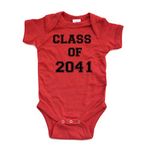 Apericots Class of 2041 Short Sleeve Cute Baby Bodysuit Red