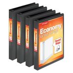 Cardinal Economy Round Ring View Binders, 1 Inch, Black, 4 per Pack (79512)