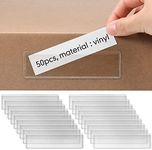 Label Holders Adhesive Shelf Tag 1.2 x 4.3 Inch Clear Shelf Tag Index Card Pockets Plastic Drawers File Cabinet Storage Bins Label Holder for Supermarket Bookshelf Mailbox Business Kitchen (50 Pack)