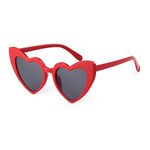 Heart Sunglasses Retro Cat Eye Clout Goggle Mod Style for Women Kurt Cobain Glasses (Red)