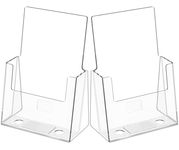 MaxGear Acrylic Brochure Holder 6 x 9 Inches, Clear Literature Holder Acrylic Countertop Organizer Plastic Flyer Display Stand Clear Bi-fold Magazine Holder for Pamphlet, Booklet, Menu, 2 Pack