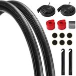 Lukasports 2Pcs 700x25c Tire, Road Bike Tires 700 x 25c & 700x25c-28c FV 48mm Inner Tubes Set with Repair Tool, Folding Replacement Road Tires (ETRTO 25-622), Puncture-Resistant Tires for City Road