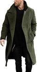 Ciaorbis Men's Trench Coat Notch Lapel Double Breasted Long Peacoat Warm Soft Overcoat, Army Green, X-Large