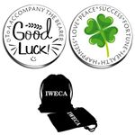 Iweca Friendship Gifts Best Friend Two Sided Lucky Coin Featuring One Side with a Four Leaf Clover, Silver, Medium