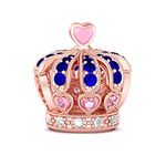 GNOCE Crown Charm Bead 925 Sterling Silver Beauty Crown for Good Memory Charm Bead 18k Rose Gold Plated with Colorful Czs fit Bracelet/Necklace Christmas Jewelry Gift for Women Girls