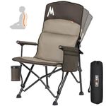 Overmont Back Support Camping Chair for Adults - Oversized with Adjustable High Backrest - Heavy Duty Folding Chair Supports 450 LBS - Cup Holder & Side Pocket – Perfect for Outdoor, Lawn, Beach Use