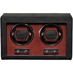 ROTHWELL Double Watch Winder for Automatic Watches with Quiet Motor with Multiple Speeds and Rotation Settings (Black/Red)