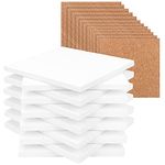 Belle Vous 12 Pack Square White Ceramic Coasters - 10 x 10cm / 3.94 x 3.94 Inches - Unglazed Coaster Blanks Tiles & Cork Backing Pads - DIY Crafts, Acrylic Pouring, Alcohol Ink & Art Projects