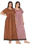 Kuruti B Sheets Nighty for Women Cotton Combo Nighty Gown Ankle Length Round Neck Short Sleeves Jaipuri Maxi Gown Printed Free Size