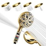 SparkPod Shower Head High Pressure with Filter and 10 Spray Settings - Luxury 5" Handheld High Power Shower Heads with High Pressure Jets - Showerhead with Filter and 10 Functions - Egyptian Gold