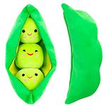 Giant Peas in A Pod Plush Toy Pea Pod Pillow Cute Pea Stuffed Toys Plant Doll Various Sizes (Green Beans,9.8''/25cm)