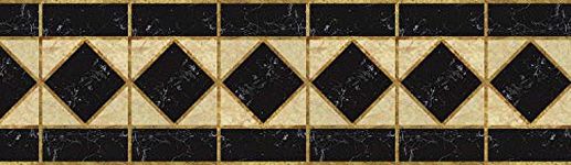 WallDesign Tile Border Sticker - Stone Inlay Diamond Pattern - 3 inch by 30 ft - Glossy Laminated Waterproof PVC Roll - for Bathroom, Kitchen Tile, Door, Floor Decoration