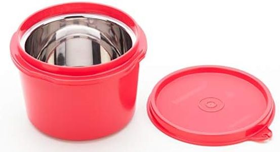 Signoraware Executive Microsafe STEEL 500ml container, Set of 1, Red