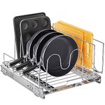 FANHAO Slide Out Cutting Board, Bakeware, and Tray Organizer, Wire Pull Out Kitchen Cabinet Organizer for Pots, Pans, and Lid Cookware, 13.5 inch wide x 17.7 inch deep – Chrome