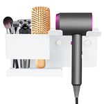 Hair Dryer Holder Wall Mounted, SHAIDOJIO Hair Styling Tool Organizer, Aluminum Alloy Blow Dryer Holder, Hair Dryer Stand Rack Suitable for Bathroom, Bedroom, Hair Salon (White)