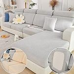 Magic Sofa Covers Nolaninterior Magic Sofa Couch Covers 2023 New Wear-Resistant Universal Sofa Cover Stretch for Sectional Slipcovers (Texture-Light Gray,Large Single Seat Cover)