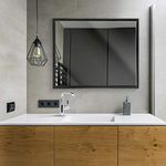 Head West Glossy Black Rectangular Edge-to-Edge Float Framed Accent Wall Vanity Mirror - 24 x 30