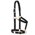 Weaver Leather Padded Breakaway Adjustable Chin and Throat Snap Halter, 1" Average Horse or Yearling Draft, Black