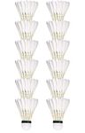 Voarge 12-Pack Professional Feather Badminton, Shuttlecocks with Excellent Durability Stability, High Speed Badminton Balls for Indoor Outdoor Game Training Exercise （White）