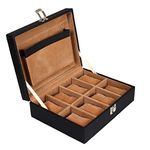 Leather World Watch Box Holder Organizer Case in 8 Slots of Watches for Men and Women (Black)