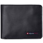 Alpine Swiss Mens RFID Safe Wallet Bifold Passcase Cowhide Leather Billfold Comes in Gift Box Black